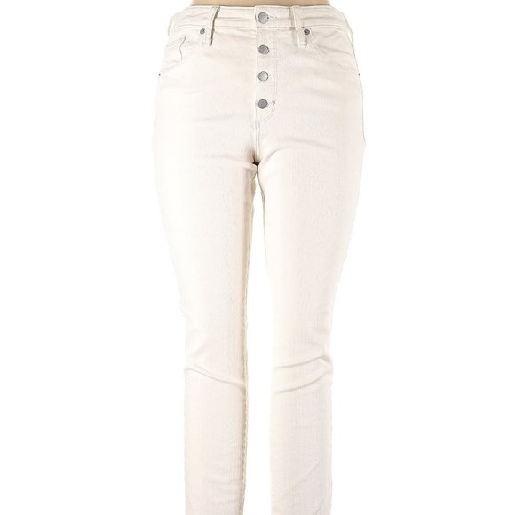 Universal Thread Denim - Universal Thread High-Rise Skinny Jeans 6 / 28 Cream White Ivory Cut Off Frayed